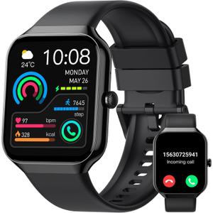 Smart Watch,1.96"HD Smartwatch for Men Women (Answer/Make Call), 2026 Fitness Activity with Heart Rate/Sleep Monitor/Step Counter, IP68 Waterproof, 113+ Sport Modes Running Watch for Android iOS Black