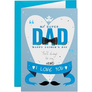 8 x Father's Day Gifts - Fathers Day Card, Dad Gifts for Fathers Day from Daughter Son Kids Wife - Father's Day Cards, Daddy Birthday Cards, Sticker- Blank Inside - Funny, Unique Card
