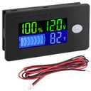 DROK RV Battery Monitor 12v - LCD Display Golf Cart Battery Meter 10-100v, Car Voltage Meter Temperature Gauge for DIY Project