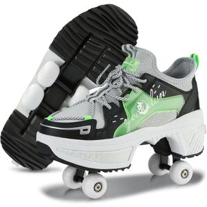 Roller Skate Shoes for Women Kids Roller Shoes Boy Girl Sneakers with Retractable Wheels Breathable Roller Skates Shoes for Christmas Birthday Children Show Gift