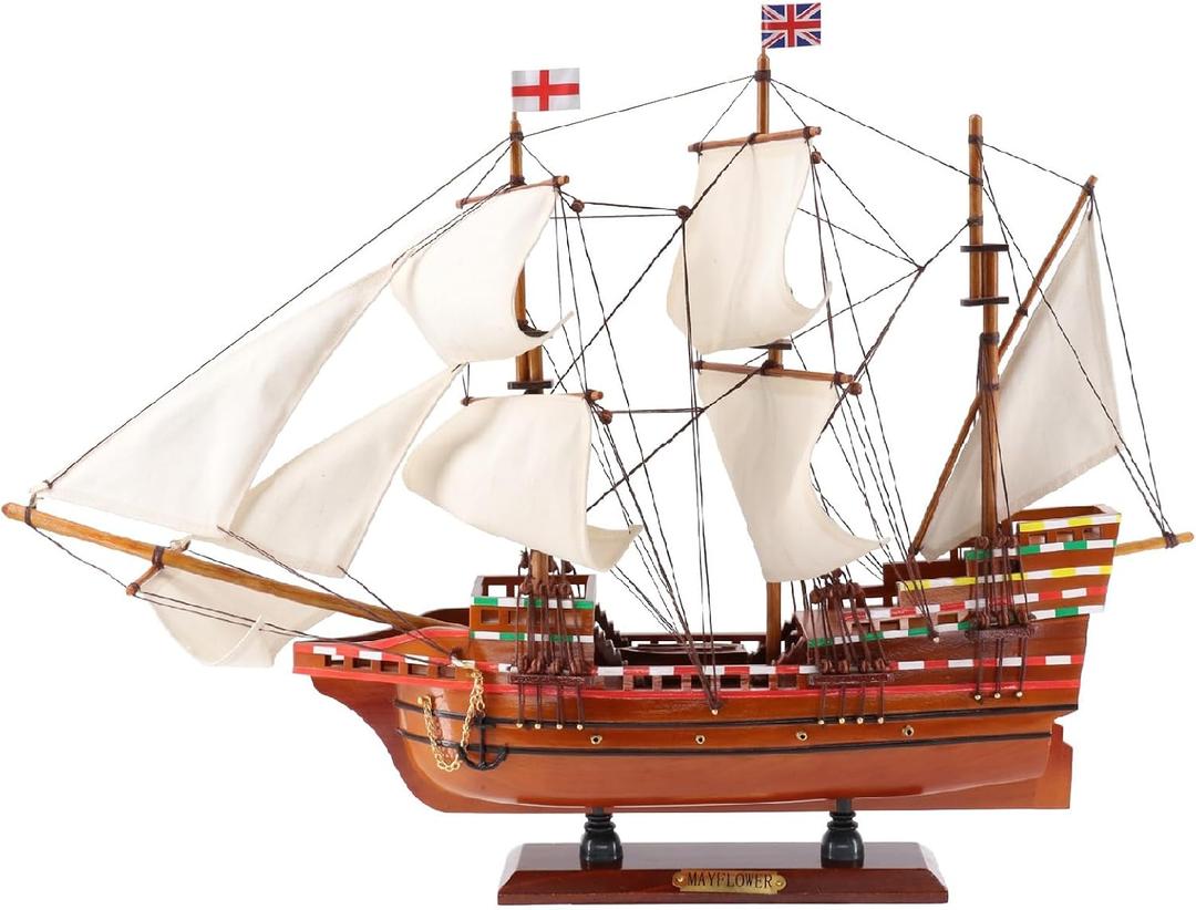 23" Wooden Mayflower Sailing Ship Model, Nautical Decor for Home, Thanksgiving Gift, Sailboat Decor, Maritime Gift, Nautical Christmas Boat Present