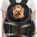 PetAmi Dog Front Carrier Backpack, Ventilated Adjustable Dog Pet Cat Chest Carrier Backpack, Dog Carrier for Hiking Camping Travel, Small Dog Puppy Medium Cat Carrying Bag, Max 14 lbs, Black (Large (16.5x10x17))