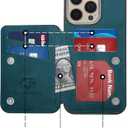 GUERNICA for iPhone 16 Pro Max Wallet Case with RFID Blocking Card Holder for Women Men, Kickstand Shockproof Phone Case for iPhone 16 Pro Max(6.9"),Green