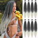 Braiding Hair Pre Stretched 22 Inch 8 Pack Braiding Hair Extensions Itch Free Soft Yaki Texture Hot Water Setting Synthetic Crochet Braids Hair For Women Girls (22Inch,1B/Sliver)