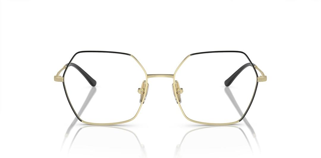 Vogue Eyewear womens Vo4297t Titanium Hexagonal Prescription Eyewear Frames (Top Black/Light Gold/Demo Lens)