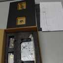 Pocket Door Lock Hardware Set - Privacy Handle with Hidden Pull & Recessed Latch, Fit for 1 9/16" to 2" The Thick of Wooden Doors (Square Gold)