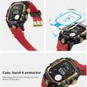 AmBand Rugged Case with Band for Apple Watch Ultra 3/2/1 49mm, M3 Military Grade Shockproof Cover, Includes Screen Protector Kit, Tactical Band for Men - Compatible with iWatch Ultra, Red