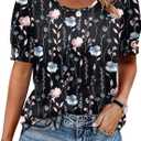 OFEEFAN Womens Tops Short Sleeve Shirts with Buttons Spring Fashion Blouses Dressy Casual Plus Size Summer Outfits, Size Large