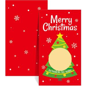 Outus 50 Pieces Christmas Scratch Off Cards Stickers Christmas Hawaii Party Games Vouchers Festive Raffle Tickets Holiday Business Prize Drawings for Kids Adults Families Events Groups (Round)