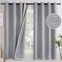 YoungsTex Grey Linen Blackout Curtains 63 Inches Long for Bedroom, Thermal Insulated Black Out Drapes with Grommet Room Darkening Privacy for Living Room, 2 Panels, 52 X 63 Inch