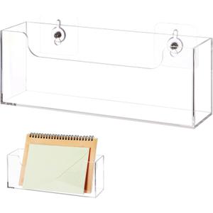 Homaisson Clear Acrylic Mail Holder Box for Desk or Wall Mount, Mail Organizer Countertop, Modern Wall Mounted or Tabletop Mailbox, Letter Storage Organizer Box