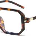 JOVAKIT Fashion Square Blue Light Glasses for Men Women Square Aviator Glasses Style Computer Eyeglasses Anti Eyestrain (01 Tortoise)