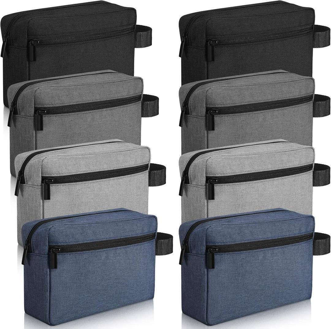Sanwuta 8 Pcs Travel Toiletry Bag for Men Waterproof Grooming Bag Portable Cosmetic Storage Makeup Pouch Organizer with Large Capacity Groomsmen Gifts for Wedding Day