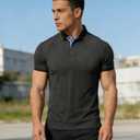 Mens Henley Shirts Short Sleeve Casual Slim Fit Button Down Henley T-Shirts Lightweight Shirts for Men (Medium, Black)