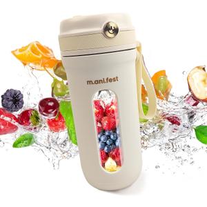 M.ani.fest Portable Blender 350ml  USB Rechargeable Mini Juicer Cup with Type-C, Upgraded Motor, Personal Smoothie Maker for Travel, White