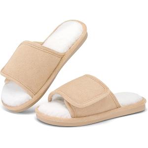 SHIBEVER House Fuzzy Slippers for Women: Indoor Cute Open Toe Warm Pink Slipper - Bedroom Comfortable Woman Shoes Size 8.5-9.5
