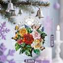 Butterfly & Rose Christmas Decorations - Christmas Ornaments for Tree | Stained Glass Ornament | Holiday Ornament Flower Lover Gifts | Gift Ideas | Xmas Gift