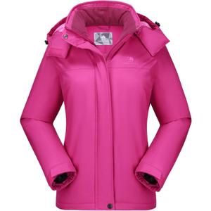 CAMEL CROWN Women's Ski Jacket Winter Snow Coat Warm Fleece Mountain Waterproof Female Jacket Snowboarding jackets (Medium, Pink)