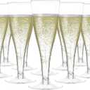 Prestee 100 Pack Clear Plastic Champagne Flutes - 4.5 oz Durable Disposable Champagne Glasses for Parties, Weddings, Toasting and Large Celebrations - Elegant Glasses Stemware for Easy Cleanup