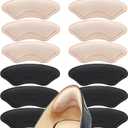 6 Pairs Heel Cushion Liners for Big and Loose Shoes - Protectors for Blisters, Friction and Pain - Anti-Slip Grips to Make Shoes Fit Tighter