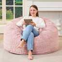 Hobestluk Bean Bag Chairs Adult Bean Bags with Fluffy Cover, Large Beanbag Chair with Filler Giant Bean Bag Chairs for Adults for Living Room, Bedroom (Pink, 3FT - 36 x 36 x 22)
