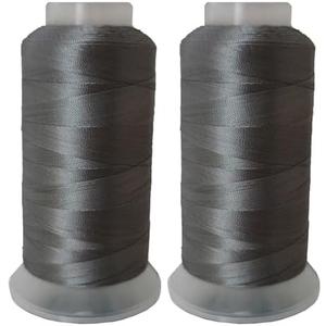 Polyester Thread Heavy Duty Bonded UV Resistant Outdoor Thread #69 T70 Size 210D/3Ply for Marine Upholstery, Leather, Sewing Crafts, 3000Yards Pack of 2 (Grey)