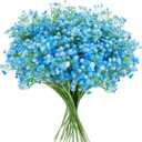 24 Pcs Blue Fake Baby Breath Artificial Flowers 20.5 Inch Real Touch Gypsophila for Wedding Bouquet Party Decor Faux Floral Arrangements Home Garden Centerpieces