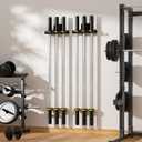 JNIHEEP Olympic Barbell Hanger,Garage Gym Bar Wall Rack,Vertical Barbell Mount Rack,Black Powder Coated,Space Saving Commercial or Home Gym Accessory,Holds Under 33mm Bar Size