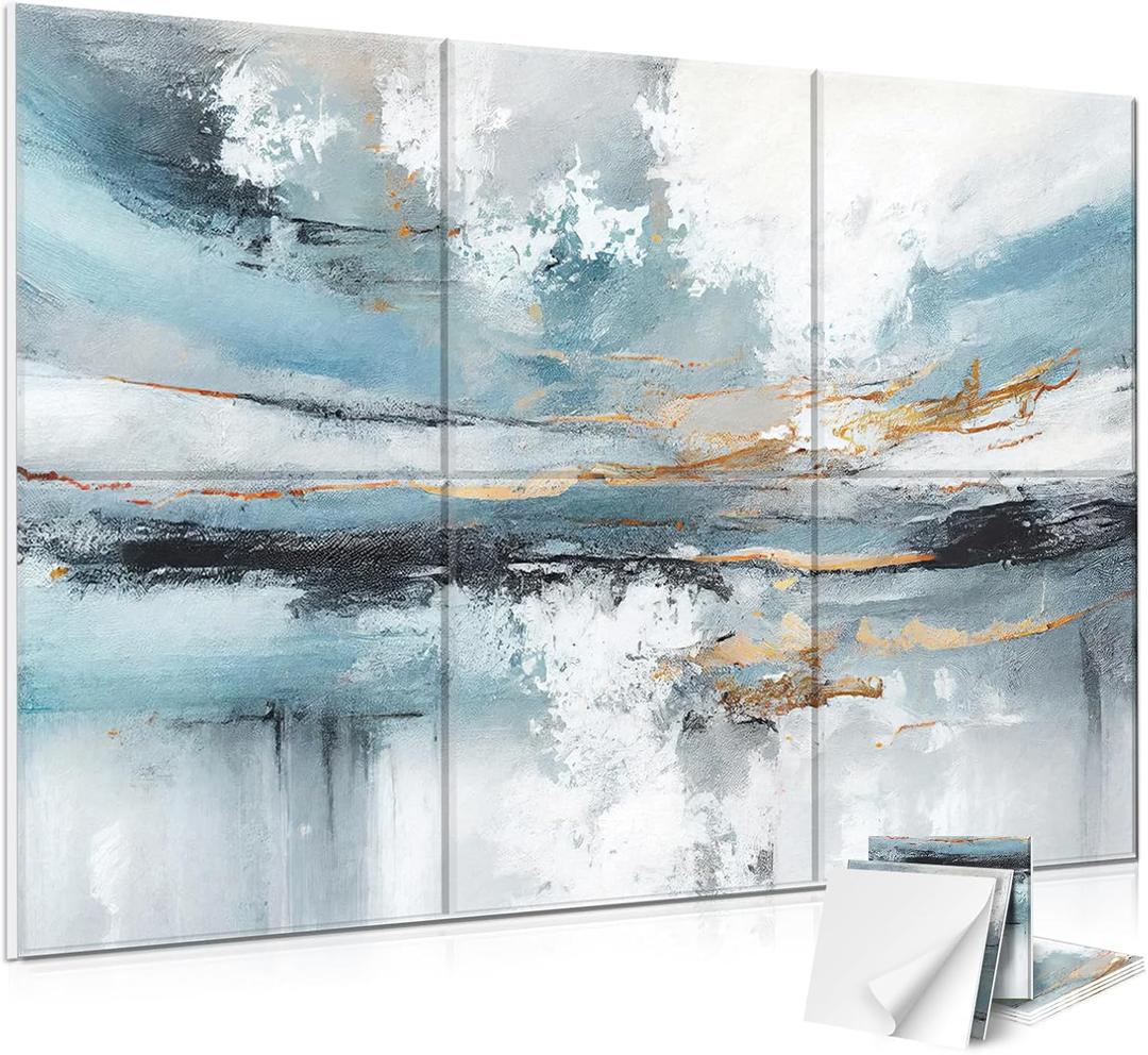 JBER 6 Pack Art Acoustic Panels, 7248Inches Soundproof Wall Panels, Large Self-Adhesive Wall Panels, Decorative Sound Absorbing Panels, Sound Panels for Recording Studio, Living Room(Lake of the Sky)