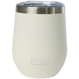 Sip + Sea Antigua 12oz Stainless Steel Wine Tumbler with Ceramic Lining & Lid  Stemless, Double-Wall Vacuum Insulated Drinkware (White Sand)