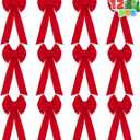JOYIN 12PCS Christmas Red Velvet Bows, Christmas Wreath Bows, 26" Long by 10" Wide Outdoor Decorations for Tree, Indoor Outdoor Holiday Xmas Decorations Ornaments (Large)