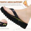 KuaiLu Flip Flops for Women With Arch Support Ladies Soft Yoga Mat Cushion Platform Thong Sandals Dressy Womans Lightweight Summer Slip On Beach Flip Flop Sandles, Black US6
