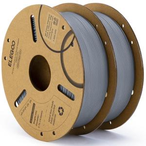 ELEGOO PLA Filament 1.75mm Gray 2KG, 3D Printer Filament Dimensional Accuracy +/- 0.02mm, 2 Pack 1kg Cardboard Spool(2.2lbs) 3D Printing Filament Fits for Most FDM 3D Printers