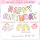 10 Pcs Rainbow Happy Birthday Cake Topper - Clouds Heart Balloon Cake Decorations with Colorful Happy Birthday Banners for Birthday Party Baby Shower Cake Decor Supplies