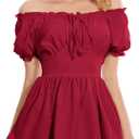 Renaissance Shirt Women Off Shoulder Medieval Pirate Steampunk Tops Peasant Top Vintage Victorian Blouse (X-Large, Red)