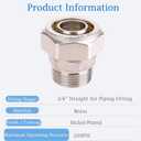 3/4 Straight Air Piping Fittings,2 pcs 3/4 x 3/4 Male NPT Threads Adapter Fittings, Seal Taped Needed, Brass-Nickel Plated, For Shop Compressed Air Line System