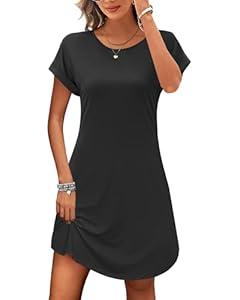 PLOKNRD Women's Casual Dress Summer Short Sleeve T-Shirt Dress Crew Neck Basic Dresses 2025 (2XL, Royal Blue)