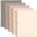 Decorably 5-Pack 140 Pages Gold Foiled Spiral Note Books College Ruled, 8x10.5in Spring Bound, 3-Hole Punched and Easy Tear-Off Perforated Design, Lined Pages - Work, School, Office