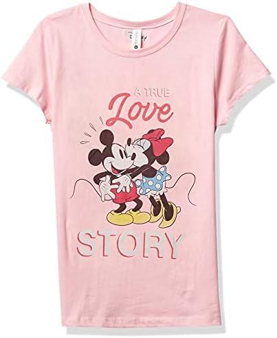 Disney Characters True Love Story Girl's Solid Crew Tee, XL