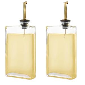 Molimoli Olive Oil Dispenser Bottle for Kitchen, Automatic Pourer, Glass Thin Bottle Dispenser for Kitchen, Olive Oil Cruet, | Set of 2 - Gold 