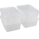 Clear Plastic Storage Bin, 14 Quart Latching Box Container with Lid, 4 Packs