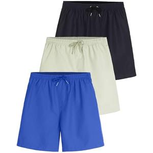 Real Essentials 2-Pack: Boy's Swim Board Shorts Trunks with Drawstring Beach UPF Swimwear Surf Swimming Short for Boys - Set 2, M (8/10)