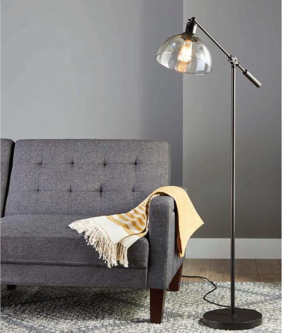 ADESSO Antique Bronze Floor Lamp with Glass Shade