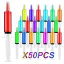 50 Packs Syringes for Jello Shots, 60mL Jello Shot Syringes with Cap BPA Free, Washable,Durable, Halloween, Thanksgiving day, Christmas, Parties, Nurses, Graduation