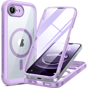 Miracase Magnetic for iPhone 16e Case Full-Body Phone with Built-in Glass Screen Protector, [Compatible with MagSafe] Military Drop Proof 16E Cover Bumper 6.1 inch, Purple