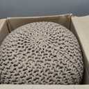 FRELISH DECOR Round Pouf Ottoman Hand Knitted 100% Cotton Pouf Foot Stool - Knitted Bean Bag - Floor Chair for Living Room Bedroom - Foot Rest for Couch (20 Diameter x 14 Height) - Taupe