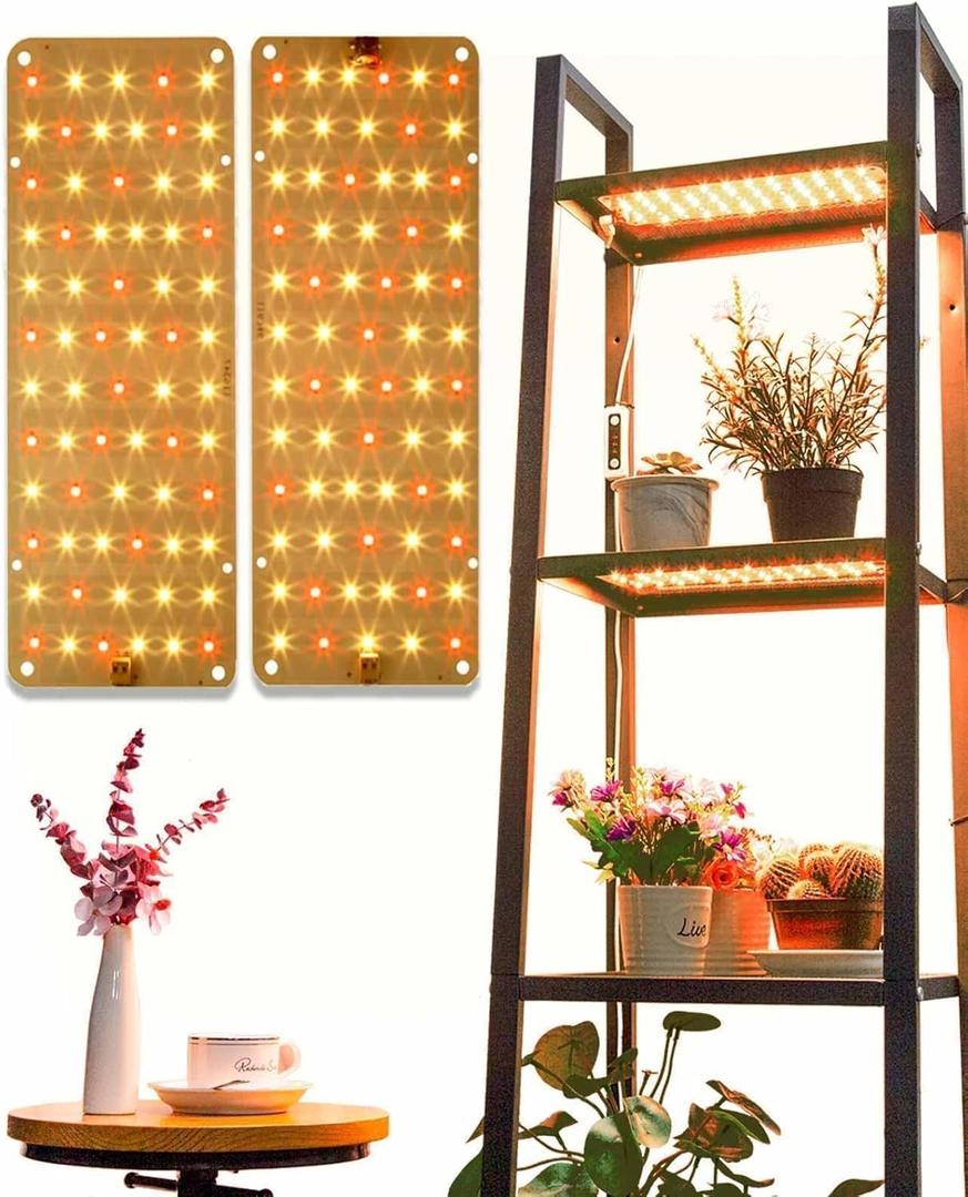 DOMMIA Panel Grow Light for Indoor Plants, 20W Ultra-Thin Full Spectrum LED Grow Light for Shelf & Cabinet, Dimmable with 6/12/16H Timer, Warm White, 1-Pack