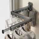 CICUFY Clothes Drying Rack Wall Mounted Foldable Laundry Drying Rack Collapsible/Retractable Space Saving Laundry Hanger Dryer Rack with Additional BarMatte Gray