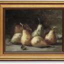 Gold Framed Wall Art Vintage Pear Still Life Canvas Art Farmhouse Fruits Picture Wall Decor Antique Prints Rustic Kitchen Paintings Country Artwork for Bedroom Bathroom Living Room 8x10 Inch