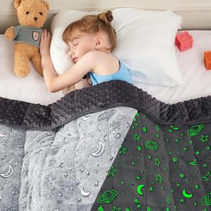 yescool Weighted Blanket 5 Pounds Weighted Lap Blanket, Glow in The Dark Star Heavy Blankets, Warm Minky Weighted Throw Blanket Gifts for 40-60lbs, 36"x48"
